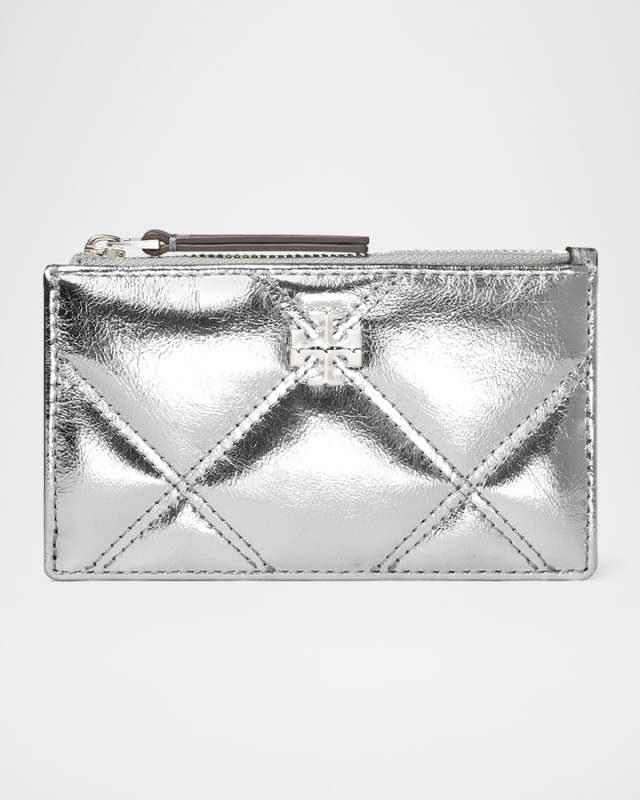Kira Chevron Quilted Metallic Leather Card Case